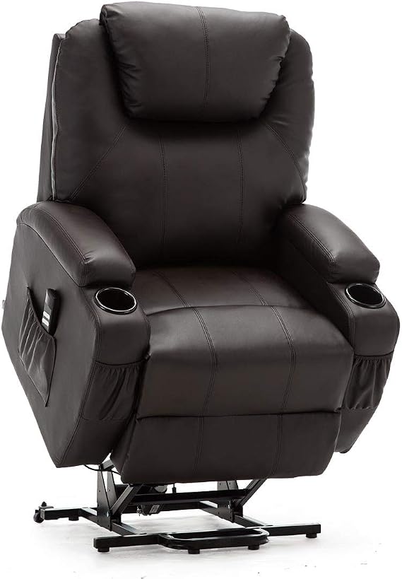 More4Homes CINEMO DUAL MOTOR ELECTRIC RISER RECLINER ARMCHAIR SOFA MOBILITY BONDED LEATHER LIFT CHAIR (Brown)