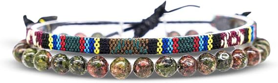 Made by Nami 2x Boho Surfer Bracelet Set Women & Men - Handmade Summer Beach Bracelets - Adjustable & 100% Waterproof - Festival Accessories - Beaded & Braided
