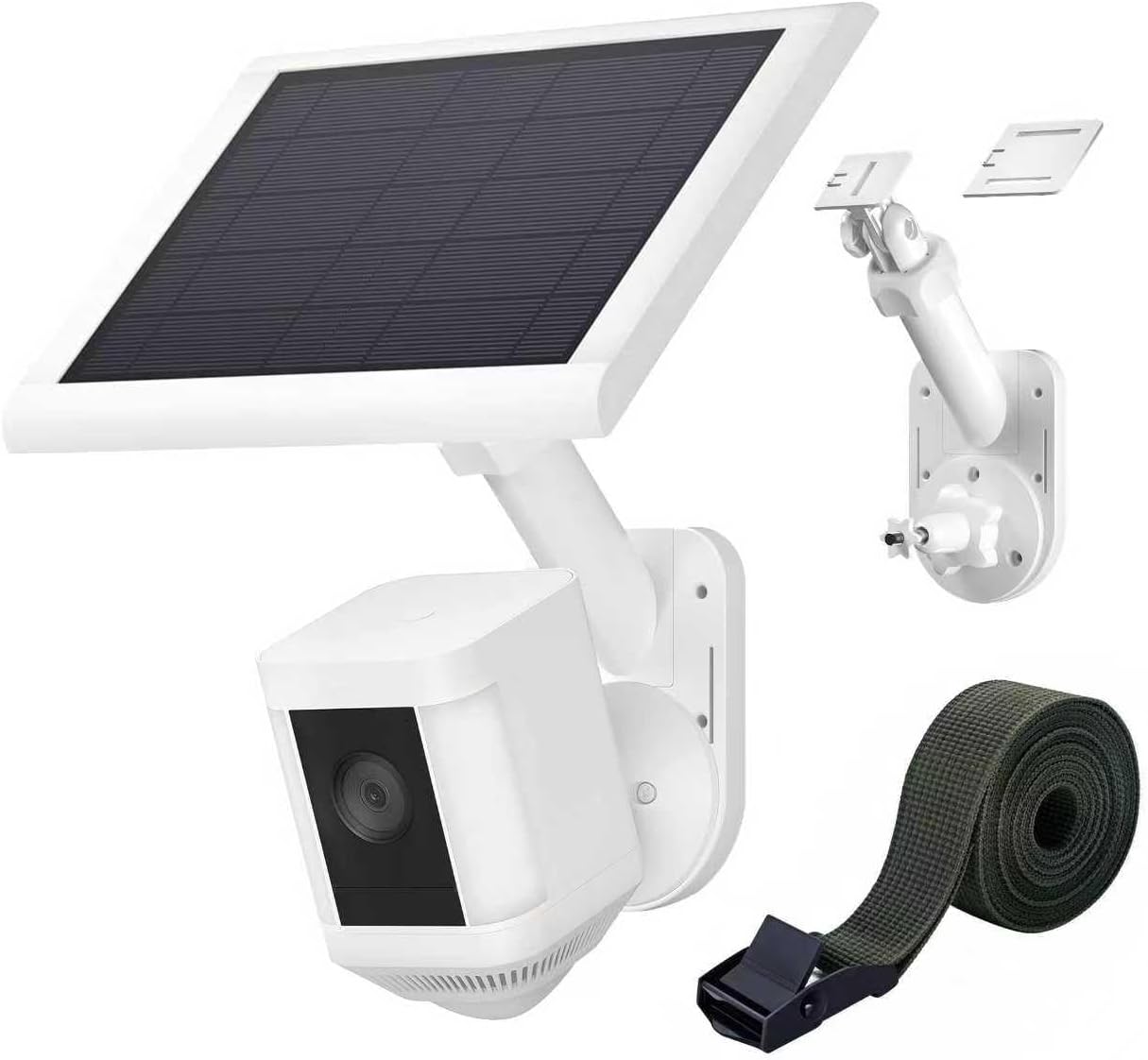 2-in-1 Wall Mount for Cameras and Solar Panels,Mount Compatible with Ring,Blink,Eufy,Arlo,Wyze,Solar Panel and Cam, with Ring Stick Up Cam/Spotlight Cam/Plus/Pro(Battery),Adjustable Angle - White