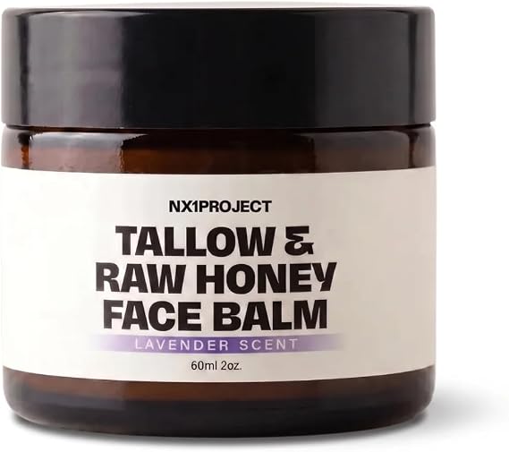 NX1 PROJECT Beef Tallow & Raw Honey Face Balm - Grass-Fed British Beef Tallow Skin Care with Scottish Raw Honey, Beeswax & Almond Oil