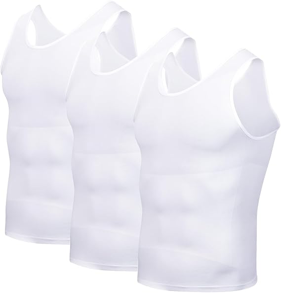 Casey Kevin Men's Compression Vest Slimming Body Shaper Tank Tops Pack of 3