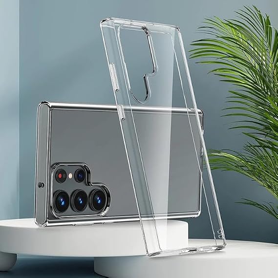 Coverzone Samsung Galaxy S22 Ultra İle Uyumlu Kılıf Crystal Clear İnce Hissiyat, Slot ve Tuşlara Rahat Erişim, Sert Plastik Şeffaf