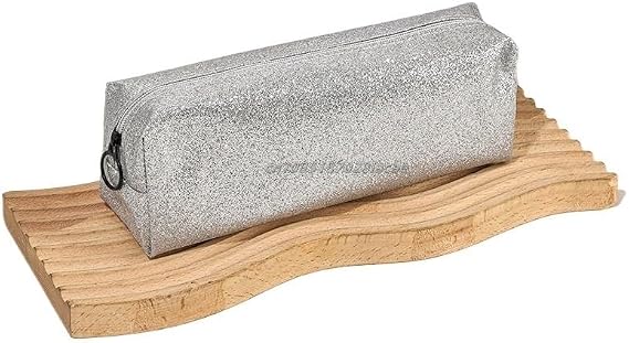Flash Solid Color Large Capacity Glitter School Supplies Girls' Pencil Box(Grey)