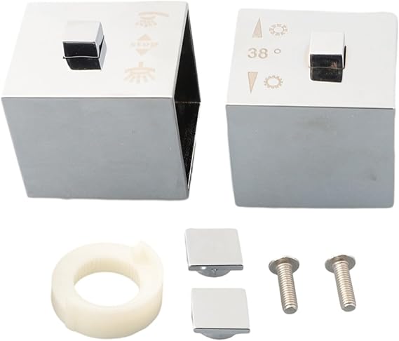 2PCS Shower Temperature Control Handle Knob Chrome Thermostatic Handle Faucet Replacement Knob for Bathroom