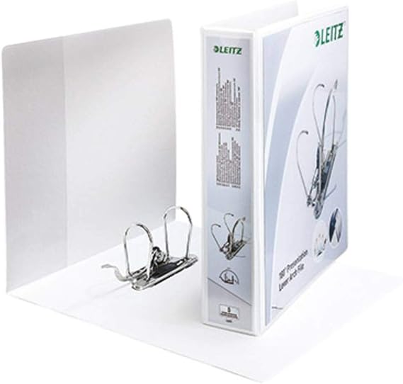 Leitz Presentation Lever Arch File, 7.5 cm Width, A4 Maxi, White