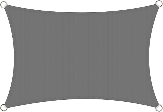 Sun Shade Sail 2m x 4m Waterproof Rectangular Canopy Sail 2x4m Rectangle Sunscreen Awning Canopy, 98% UV Block 4x2m Sunshades for Garden Outdoor Patio Yard Party with Free Rope, Grey