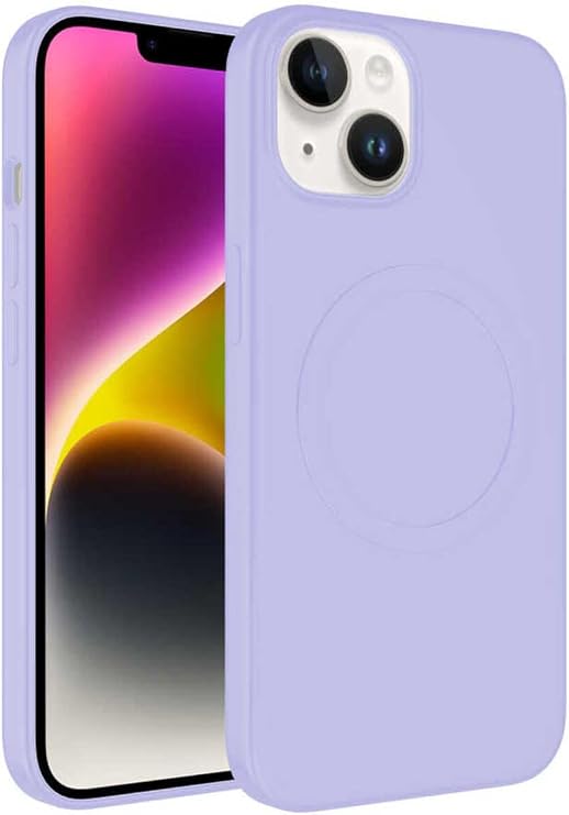 iPhone 13/14 ile uyumlu Kılıf - Magsafe ile uyumlu Wireless Şarj Özellikli, Pastel Lila Silikon Kapak - Zore Plas - Darbeye Dayanıklı, Yumuşak Koruma