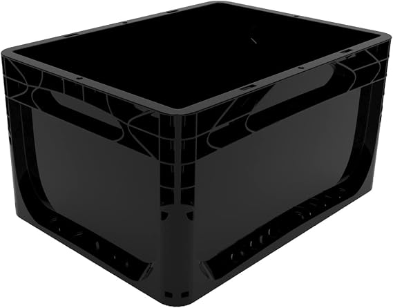 20 Litre Black Recycled Euronorm Euro Stacking Container – Heavy‑Duty Industrial Plastic Storage Box, 400×300×230 mm Stackable Crate for Warehouse, Logistics & Small Parts Organisation