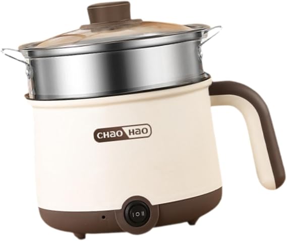 Electric Pot, Small Tabletop, Ramen Maker, 0.4 gal 1.8 L Large Capacity, Multi-Functional Electric Cooker, Non-Stick Inner Kettle, Cooking Pot, 2 Heating Levels, Converts into Pasta Pot or