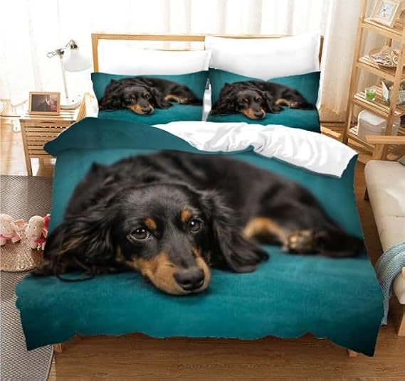 Bedding Double Bed Set Dachshunds Ultra Soft Hypoallergenic Double Duvet Cover Set Include 1 Quilt Cover with Zipper Closure + 1pillowcases 50x75 cm