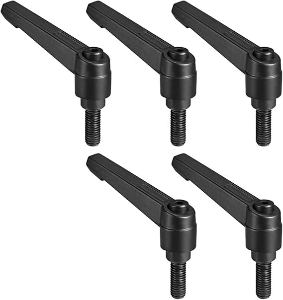 TA-VIGOR 5Pcs Adjustable Clamping Lever Handles, M8 x 16mm Locking Quick Release Push Button Ratchet Screw Knobs, Aluminum Alloy Male Thread Stud Bolts Handle for Machinery & Equipment