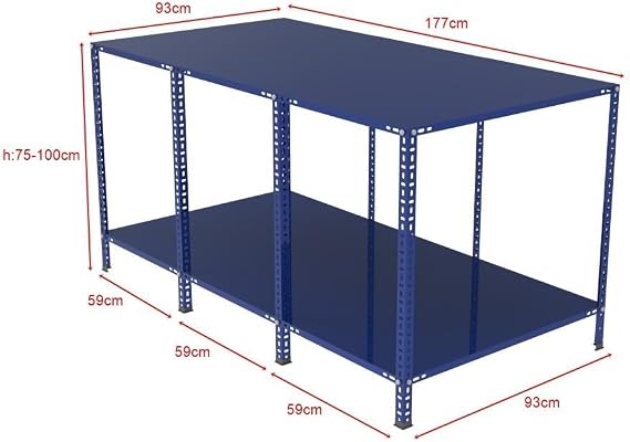 2 Katlı Renkli Paketleme Masası - Atölye, Depo, Hobi Çalışma Masası - Mavi