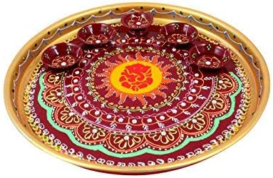 GoldGiftIdeas Balchandra Ganesha マルチカラー ハンドペイント プージャ アーティターリ 12インチ