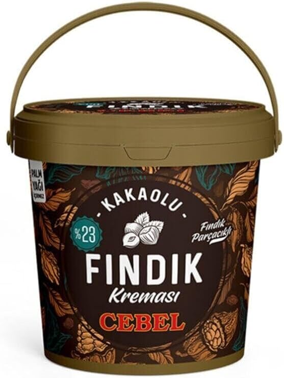 Cebel-Fındık Parçacıklı %23 Fındık Oranlı Kakaolu Fındık Kreması 900 gr Kova