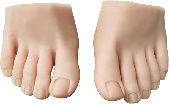 Silicone Foot Model Medium Skin Realistic Natural Nail Art Training Finger Foot Display Manicure Practice Feet (Left)