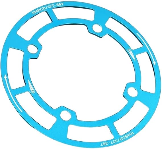 Lightweight Bicycle Crankset Protector 104bcd Round Chainring Guard Shield For Mtb 32 To 36 Tooth Single Ring Red Finish(Blue-32T-36T)