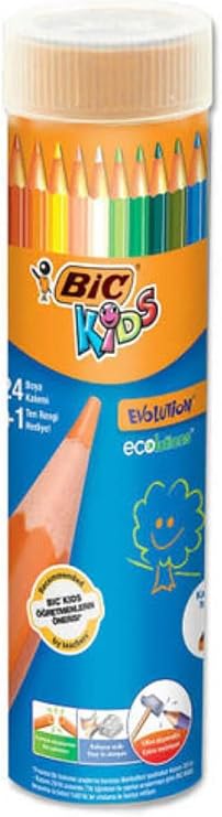 Bic Evolution Kuru Boya Kalemi, 24+1 Renk, Metal Tüp