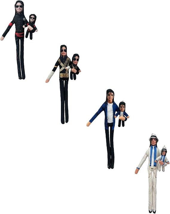 Michael Inspired Bendable Plush Toy, Posable Stuffed Doll with Internal Wire, Assorted Iconic Costume Styles, Christmas Home Display Ornament for Fans
