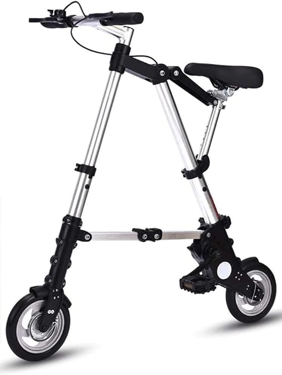 8 Inch Lightweight Folding Bike, Aluminum Frame Adjustable City Bicycle for Adults Men & Women, Portable Travel Bike for Outdoor Commuting