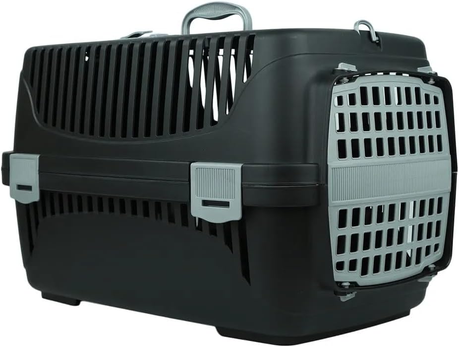 Kedi Köpek Evcil Hayvan Taşıma Çantası Box Orta Boy Çok Fonksiyonlu (Siyah-Gri)