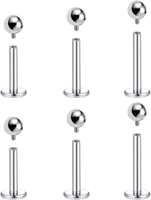 16G Internal Thread Titanium Flat Back Tragus Labret Stud Piercing