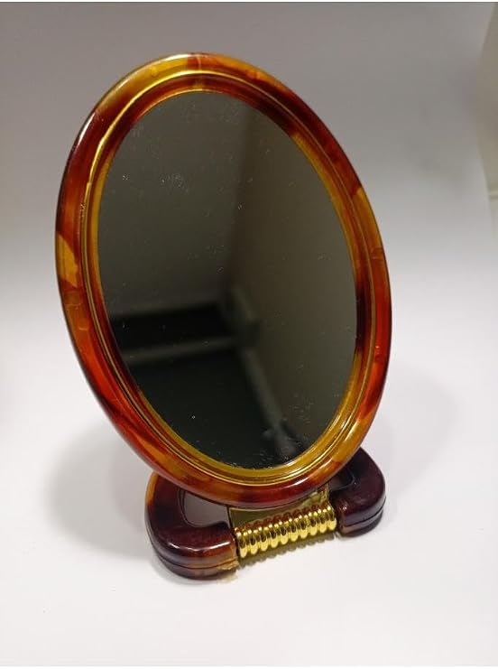 Çift Taraflı Büyüteçli Ayna 145x105mm Oval Makyaj Kozmetik Aynası Şık Plastik Çerçeveli Güzelik Ayna