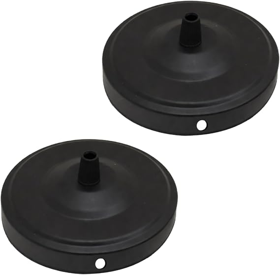 LEDSone 2 Pack Single Point Black Ceiling Light Fitting Plate for Vintage Pendent Lights, 108mm Metal Antique Side Fitting Ceiling Rose with Accessories for Hanging Ceiling and Wall Lamp. [Energy Class A]