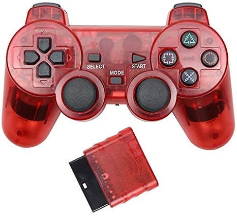 PS2 supports analog controller 2.4Ghz wireless controller Preste 2 compatible product Vibration compatible playstation2 PS2 gamepad Transparent red