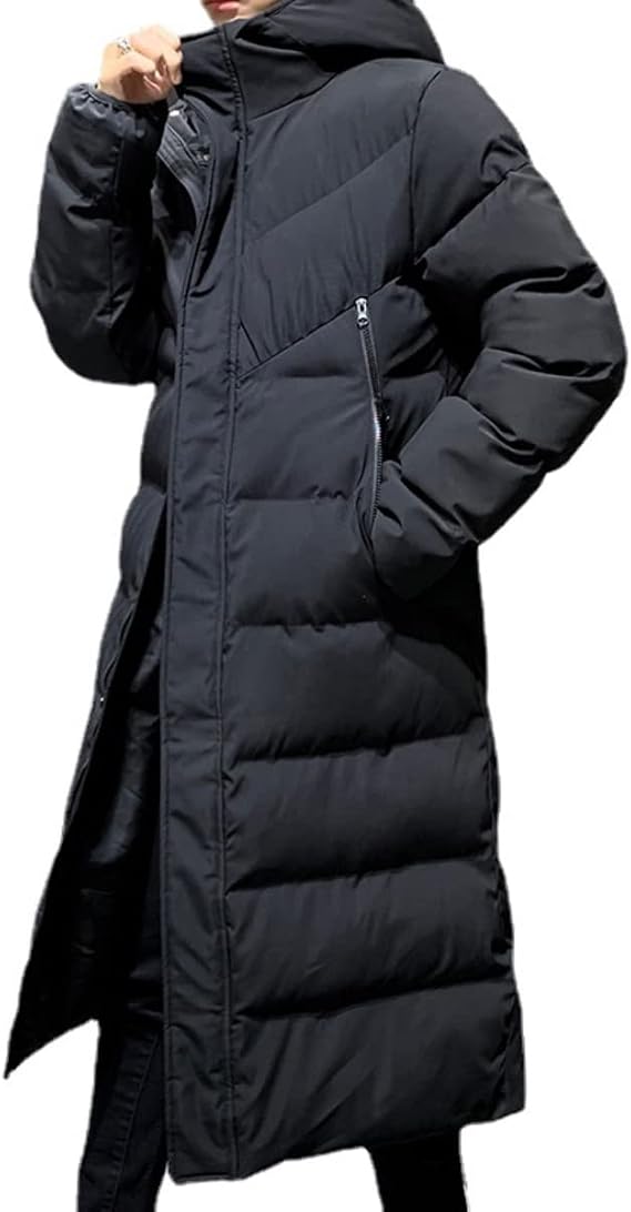 Men's Winter Coat Thickened Down Jacket Hooded Winter Coat Waterproof Windproof Parka Long Hooded Down Jacket Long Puffy Jacket Hoodie