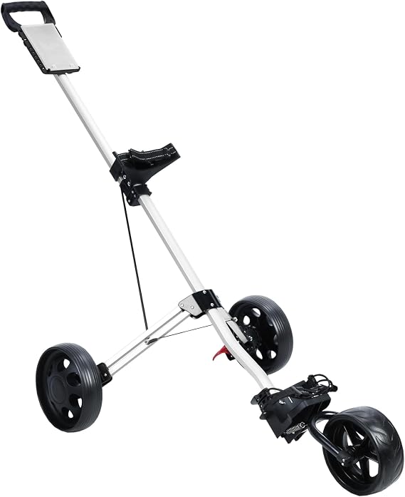 Golf Push Cart 3 Wheel Golf Bag Cart,Folding Golfs Pull Cart with Foot Brake Mechanism, Compact Push Carts Easy to Fold Golfs Trolley, Boy Caddy Pushs Carts for All-Terrain, Black