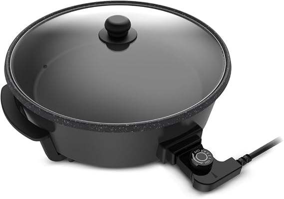 King K2101 Tavazade Çok Amaçlı Pizza Tavası | 40 cm, 7L, 1200W, Cam Kapak