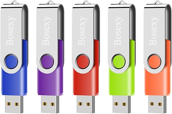 5 Pack 4GB USB Flash Drive Gapless Rotatable Flash Drive with Strap Hole