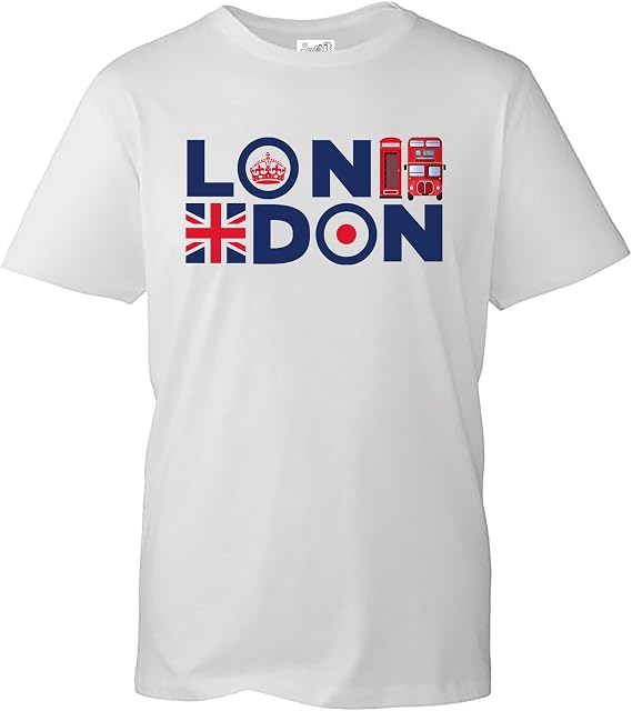 Daily Apparel London England T-Shirt Union Jack Souvenir T-Shirt | 100% Cotton Printed Tee for UK Men/Women/Kids | Unisex London Souvenir T-Shirt with Iconic Union Jack Design