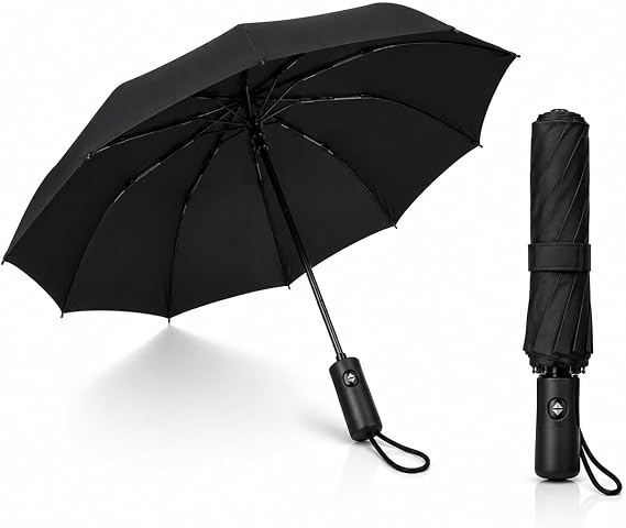 Windproof Black Large Stick Umbrella For Men Women Waterproof Classic Long Umbrella Automatic Open 8 Ribs Durable Travel Golf Umbrella