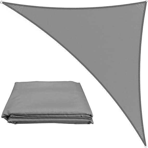 Triangle Sun Sail Shade Waterproof 4x4x5.7m - Outdoor Sun Shade Canopy with UV Protection for Backyard, Pool, Patio & Garden Activities and Family Use (Light Grey)