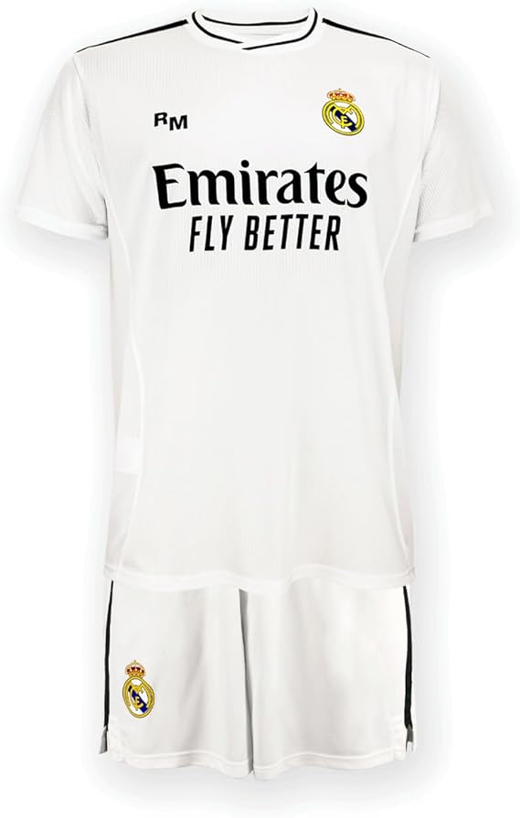 Real Madrid Home Kit Jersey and Shorts, Season 24/25, Replica Jersey with Official License