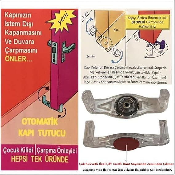 2 Adet Akıllı Kapı Stoperi Tamponu Kapı Durdurucu Yapışkanlı