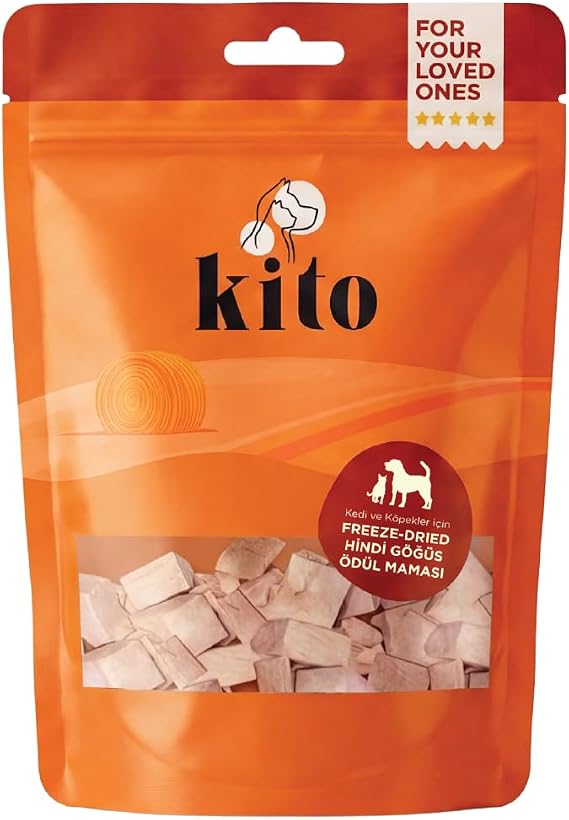 Kito Freeze Dried Hindi Göğüs Köpek Ödül Maması%100 Doğal, Glutensiz 30 gr(Dog Treat)