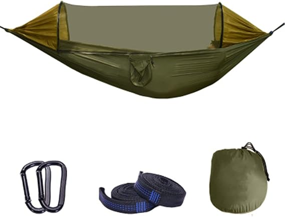 Lightweight indoor chair for one person with hammock mosquito net tarp compact removable outdoor anti-rollover 280 x 140cm, Green