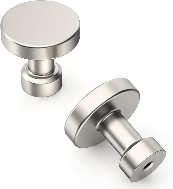 Amerdeco UK0090 Pack of 10 Furniture Knobs Cupboard Knobs Brushed Nickel Drawer Knobs Circular Knobs for Cupboard Door Knobs Dresser Knobs Cupboard Knobs
