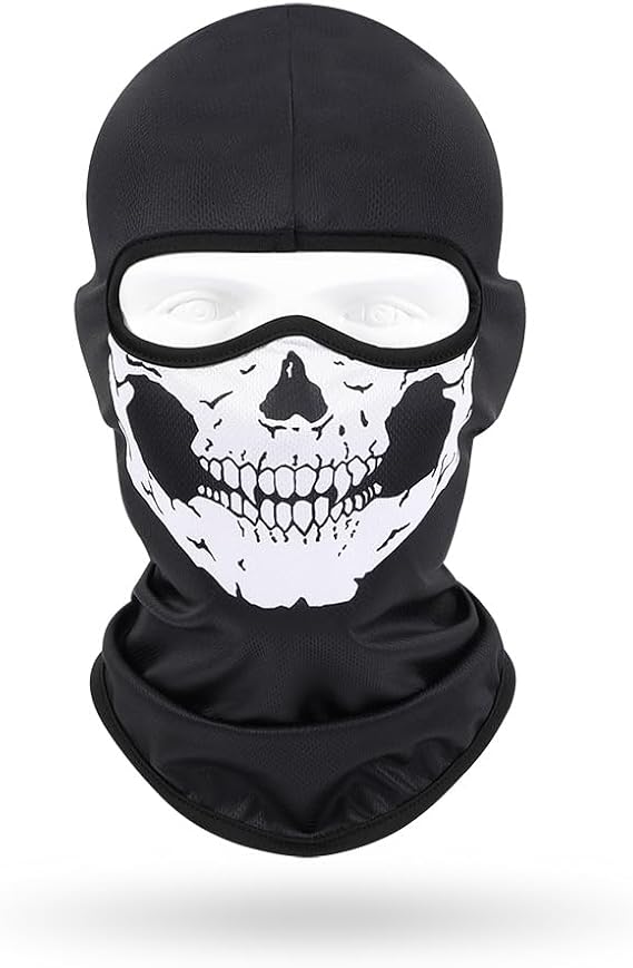 COD Ghost Mask Skull Balaclava Skeleton Costume Full Head Ski Snood Mask Knitted Windproof Warmer Headwear for Bike Skateboard Motorcycle Snowboard Outdoor Sport