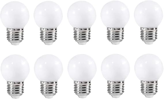 10 Pack E27 Cool White LED Light Bulbs 2W G45 Golf Ball Mini Globe Bulb Lighting Bulbs for Outdoor Indoor String Patio Garden Party Decoration, Christmas, Tree, Fairy Party Night Lights