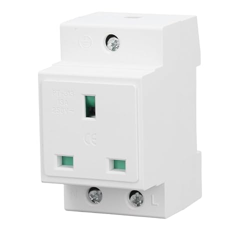 DIN Rail Socket, British Socket AC250V 13A, With Built-In Protective Contacts, Flame-Retardant and Heat-Resistant to Prevent Electric Shock, for Distribution Board Mounting