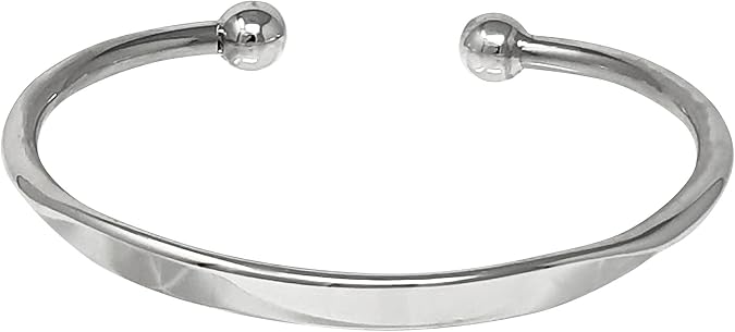 Treasure Bay Men's Solid 925 Sterling Silver Torque Bangle Bracelet - Plain silver Bracelet for Men