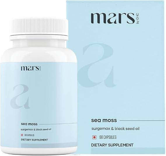 mars by GHC Natural Sea Moss Caps: Powered with Ashwagandha, Black Seed Oil (60N) | Good Health Company
