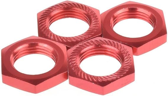 KEEDA 4PCS M17 17mm Aluminum Alloy RC Wheel Hex Hub Nut Thread 1.0mm for 1/8 RC Model Car HSP Redcat Himoto Parts(Red)