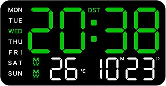 Electric Clocks With Electronic LED Time Display Five Levels Of Brightness Nighttime Readings Addition To Bedside Table Digital Alarm Clock Two Alarm Settings 12/24 Hours
