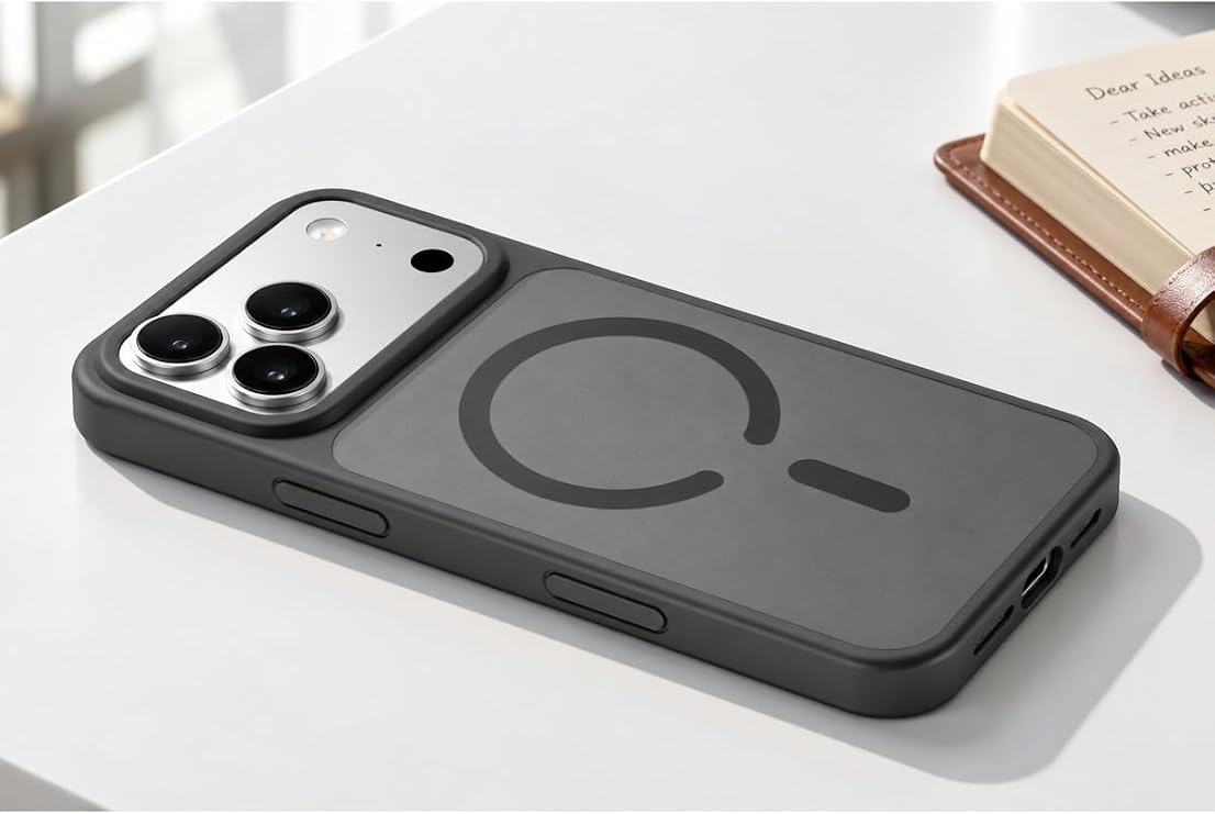 CONSTRAIN Apple iPhone 18 Pro Max ve iPhone 17 Pro Max İçin Kamera Korumalı Buzlu Mat Renkli Çerçeveli MagSafe İle Uyumlu Telefon Kılıfı Arka Kapak - Siyah