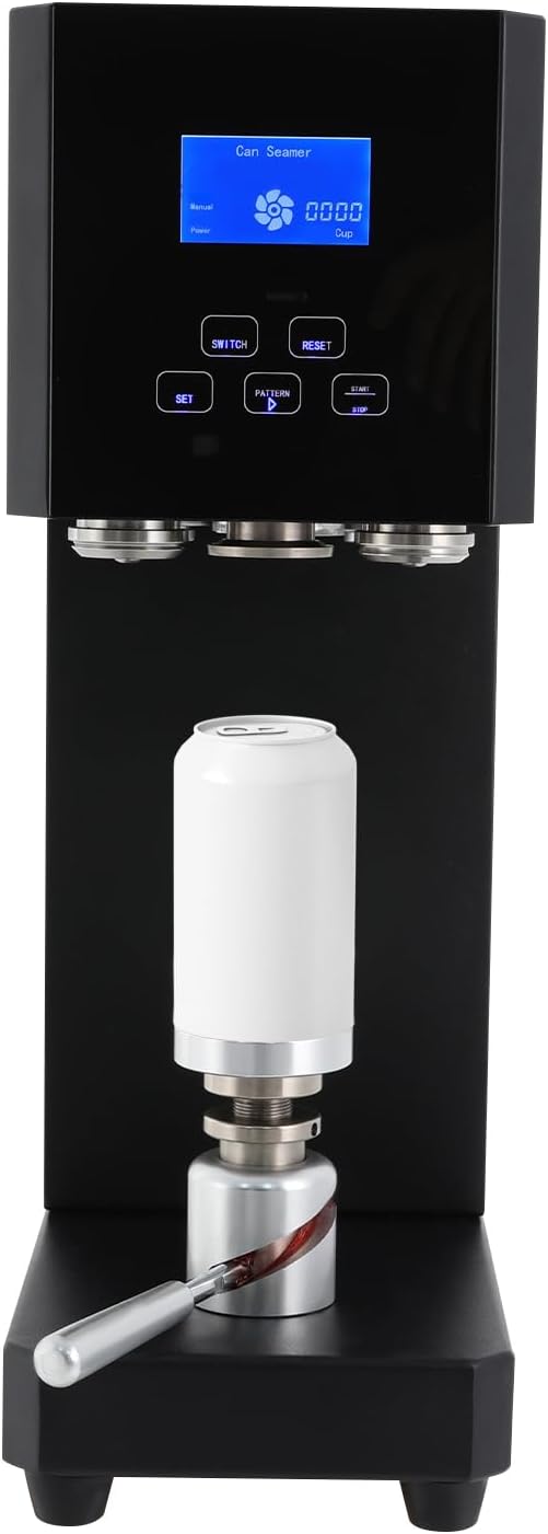 Can Sealing Machine Semi-Automatic Tin Can Sealing Machine Semi-Automatic Cans Seal Machines With LED Display Beverage Seal Machines Dual Operation Mode(Black)
