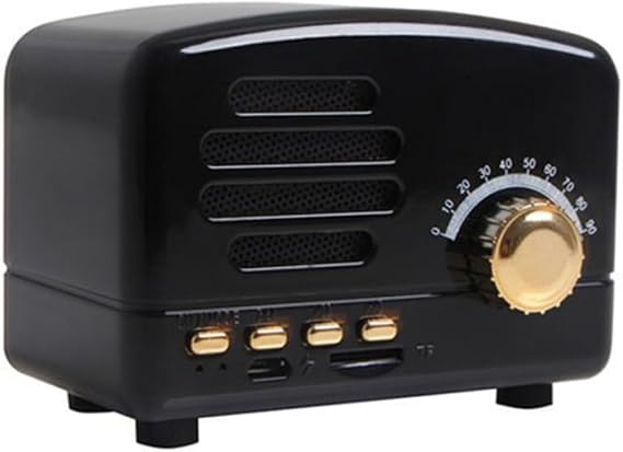 Retro Speaker Blue-tooth Speaker Mini Wireless Radio Vintage Speaker Portable Small Speaker Wooden Portable Speaker Wireless Blue-tooth Speaker Speaker Support USB(Black)